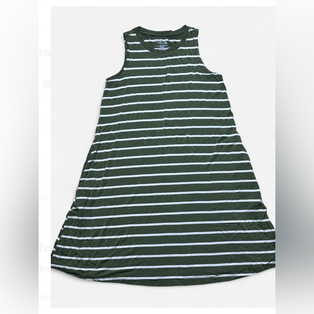 Green and White Striped Sleeveless Dress